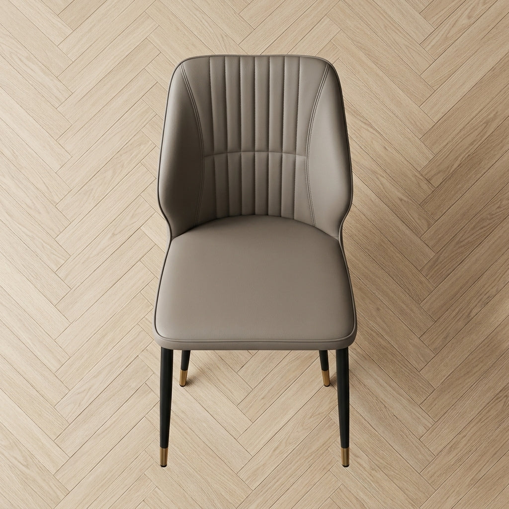 Modern Faux Leather Dining Chair with Channel-Tufted Back
