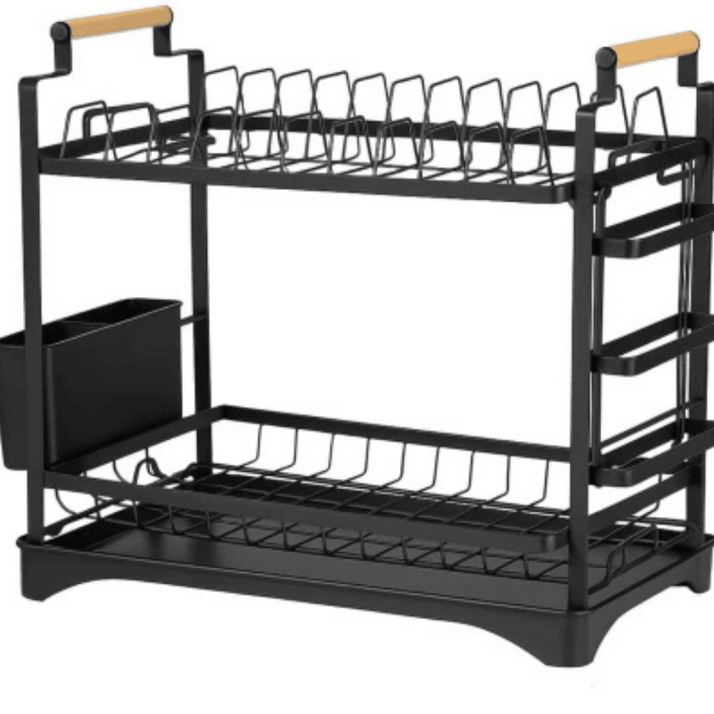 2 Tier Dish Drainer Rack with Drip Tray