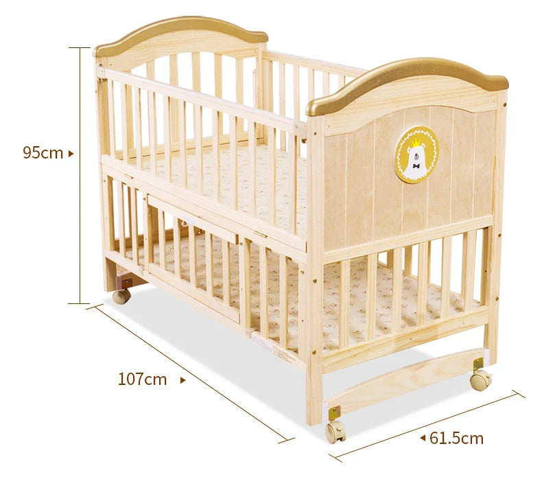 Multi-functional Wood Baby Crib Kids Cot