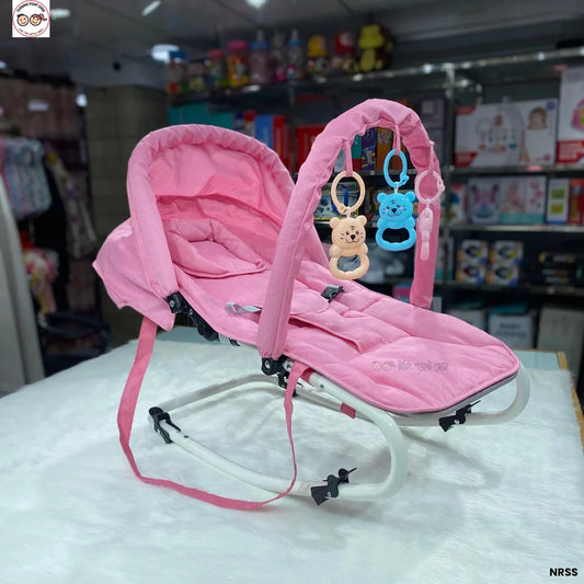 Cotton Polyester Blend Rocker and Bouncer Baby Bouncer (Pink)