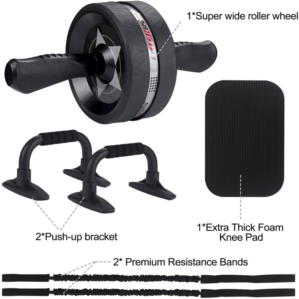 6-in-1 Home Fitness Kit- Ab Roller Skipping Resistance Combo