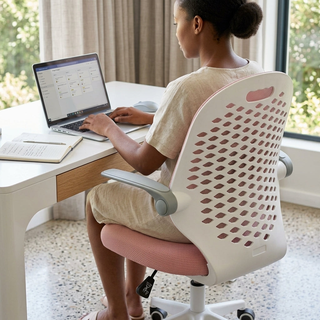 Liftable Swivel Study and Office Chair with Breathable Back